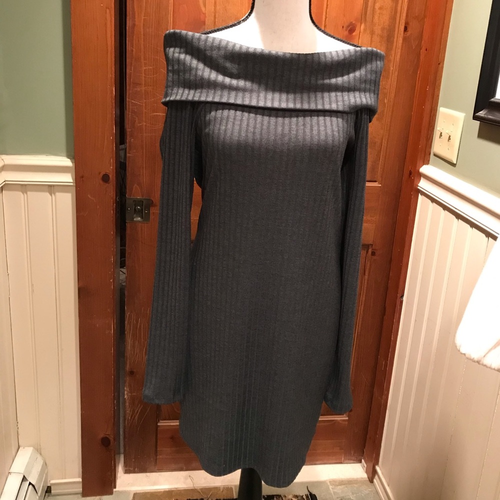 Off the shoulder knit dress.